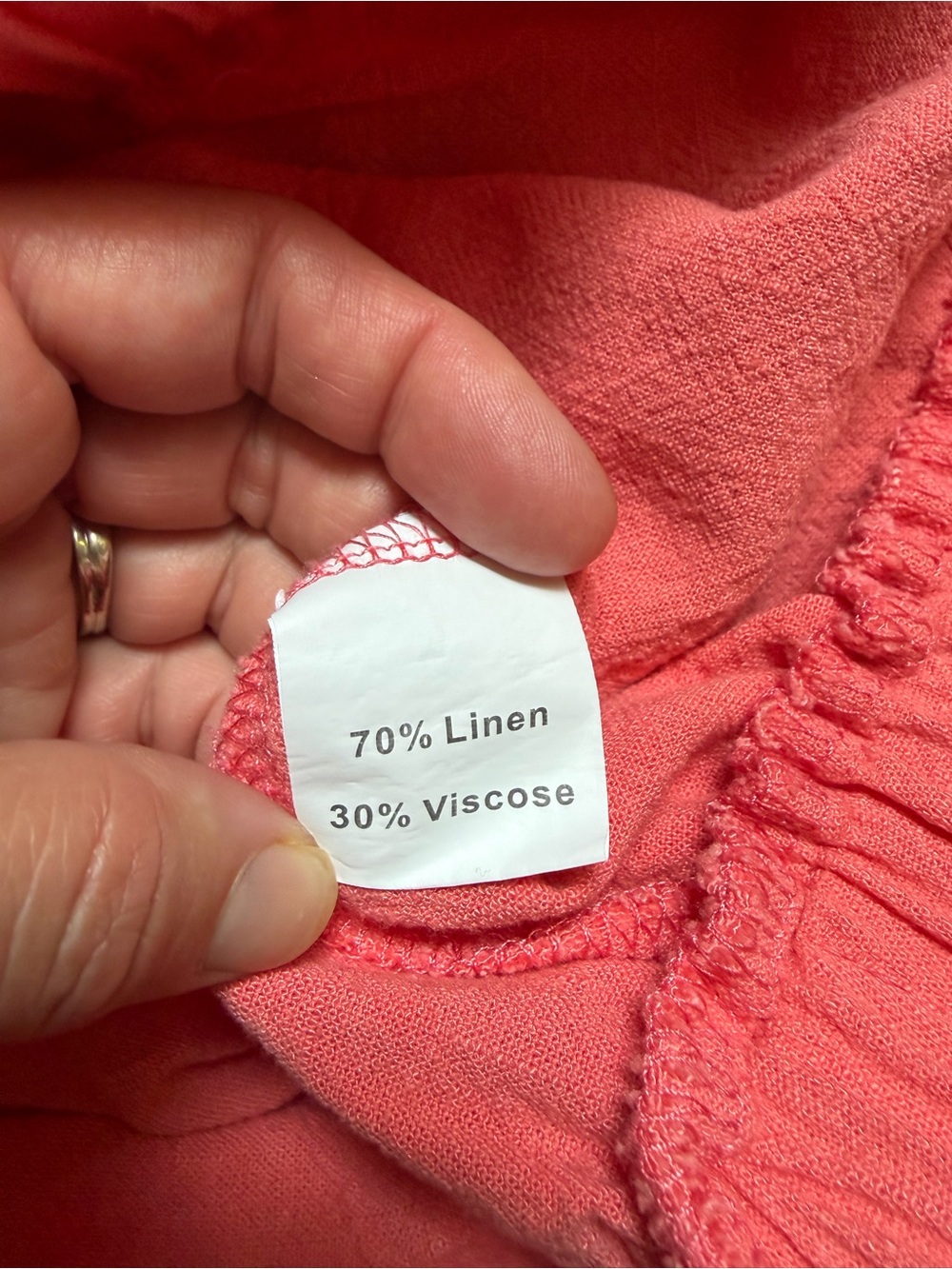 Women's Linen Coral Elastic-Waist Shorts - Picture 3 of 6